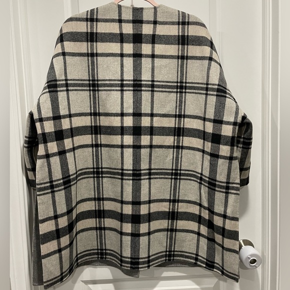 Rare MaxMara Weekend Reversible Checked Gray Black Cream Plaid Wool Coat Size S - Picture 12 of 16